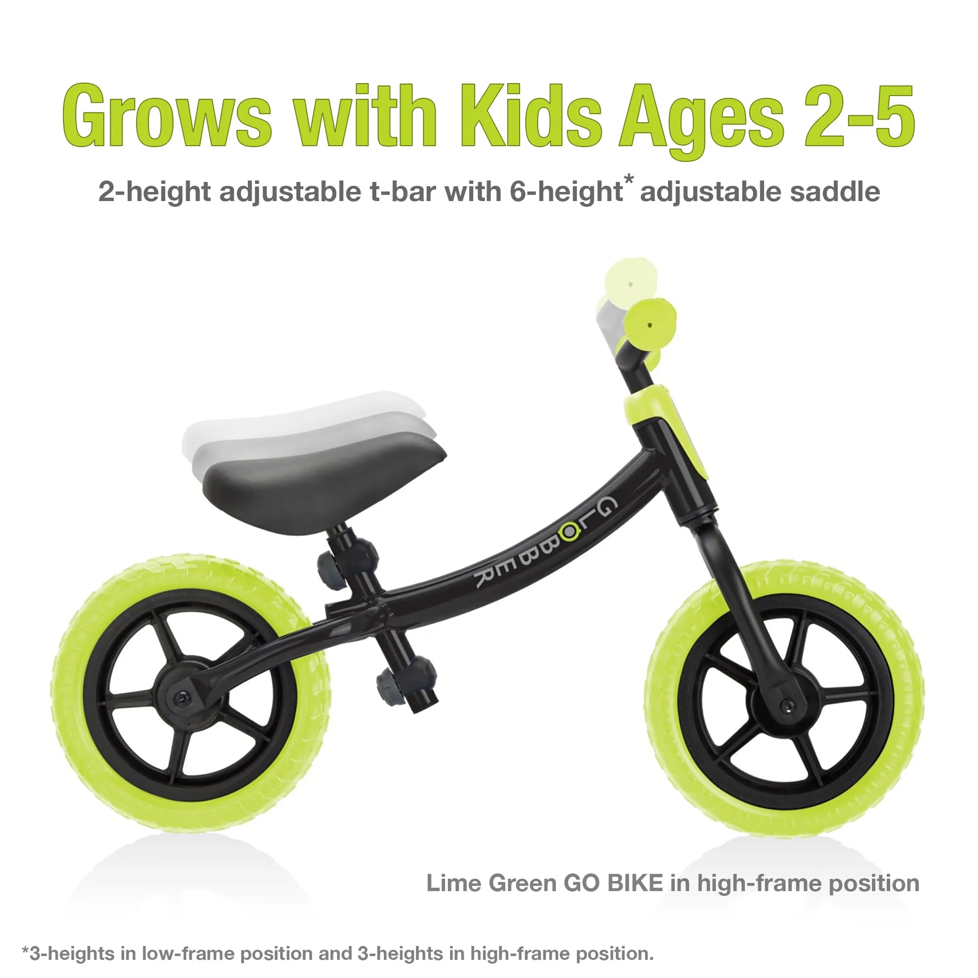 Globber Go Bike Balance Bike - Lime Green - 'New Model' - Ages 2-5 yrs - Brown's Hobby & Game