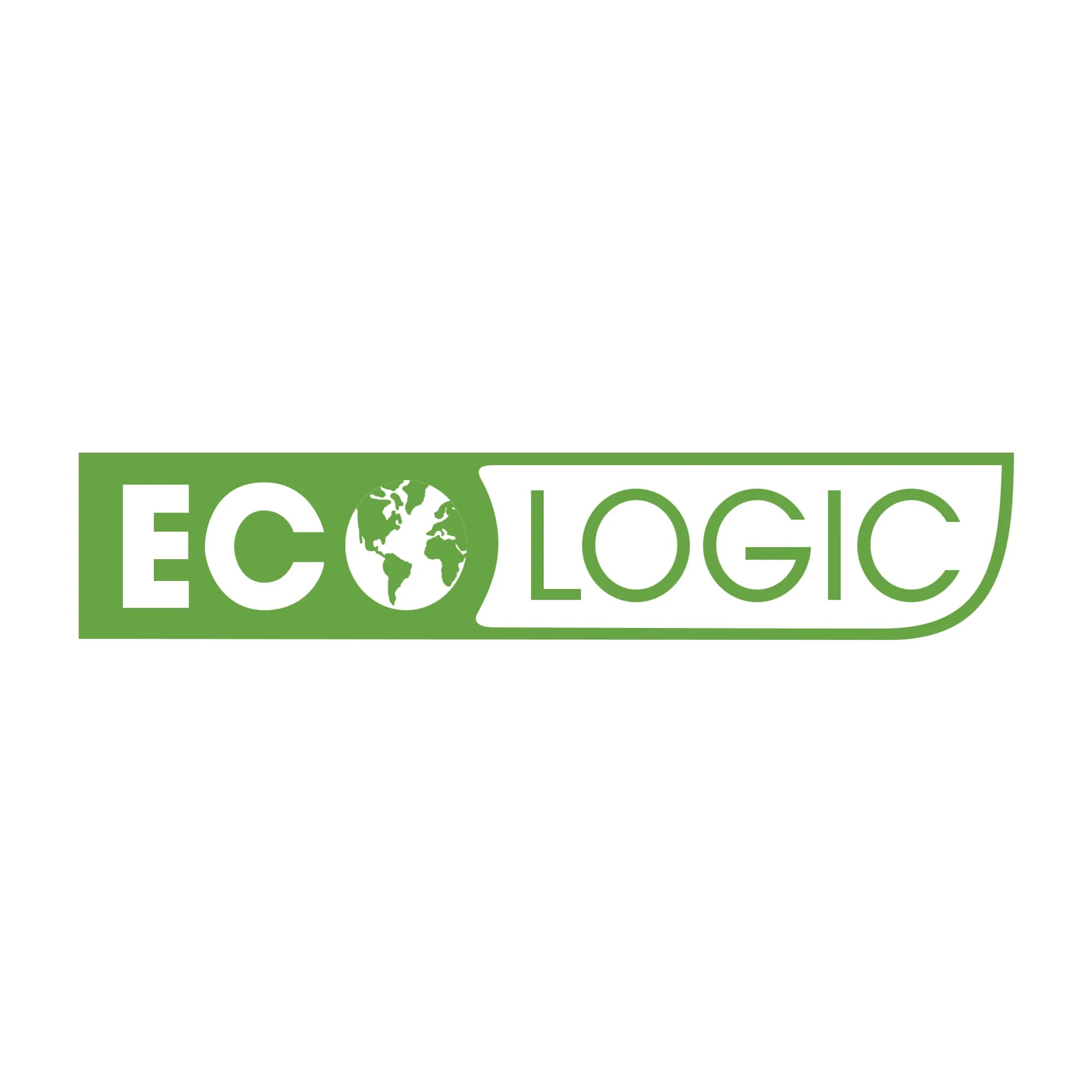 Large green and white ecologic logo displayed on a white background.