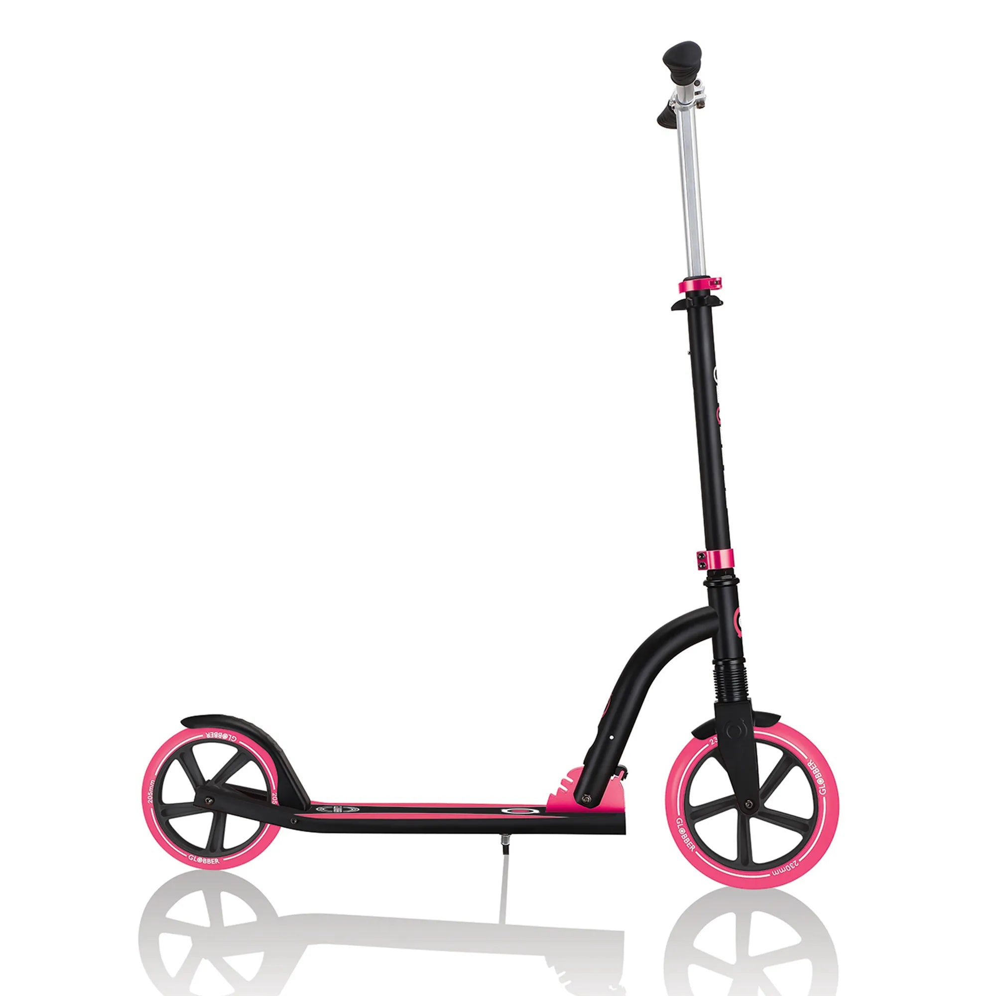 Globber NL 230-205 Duo - Premium Big Wheel Scooter - Adjustable & Foldable - Black & Pink - Ages 14-Adult