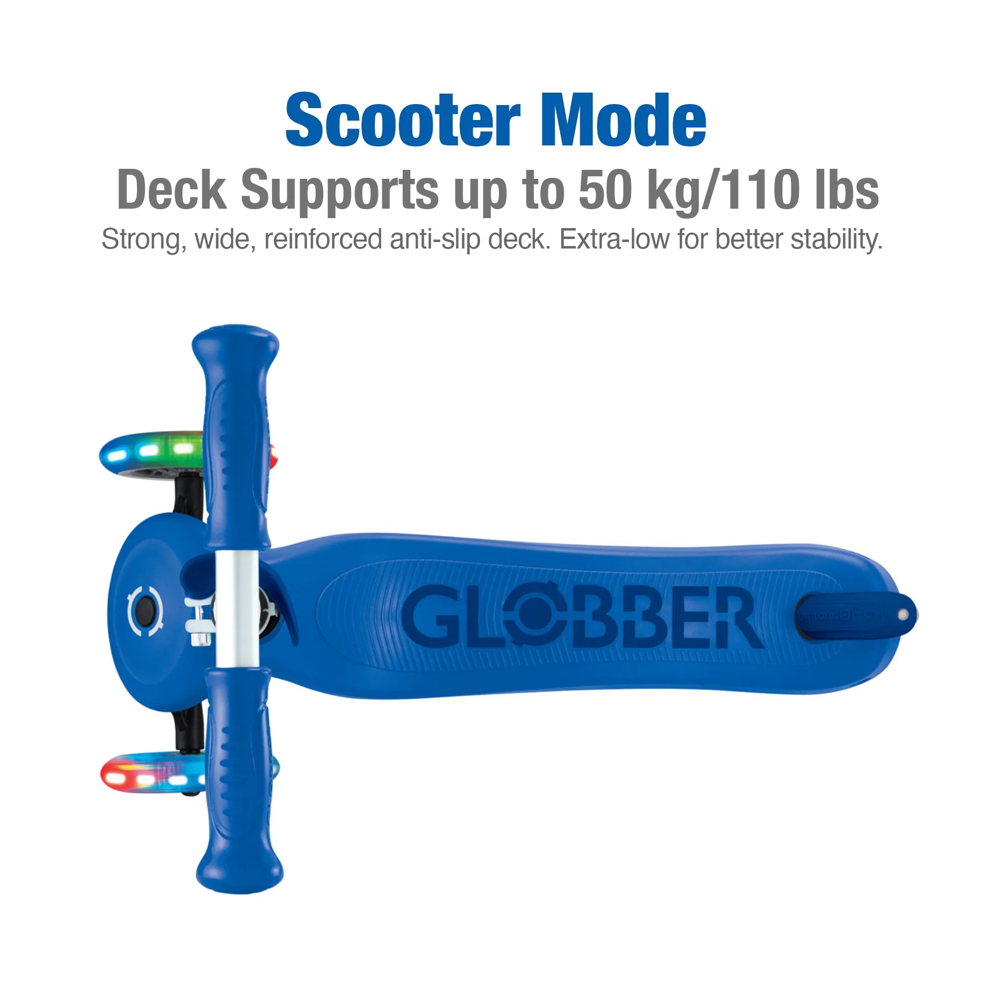 Globber GO•UP Sporty Lights - Blue & Dark Navy Blue - Award-Winning Fun - Ages 15m-7+ yrs - Brown's Hobby & Game