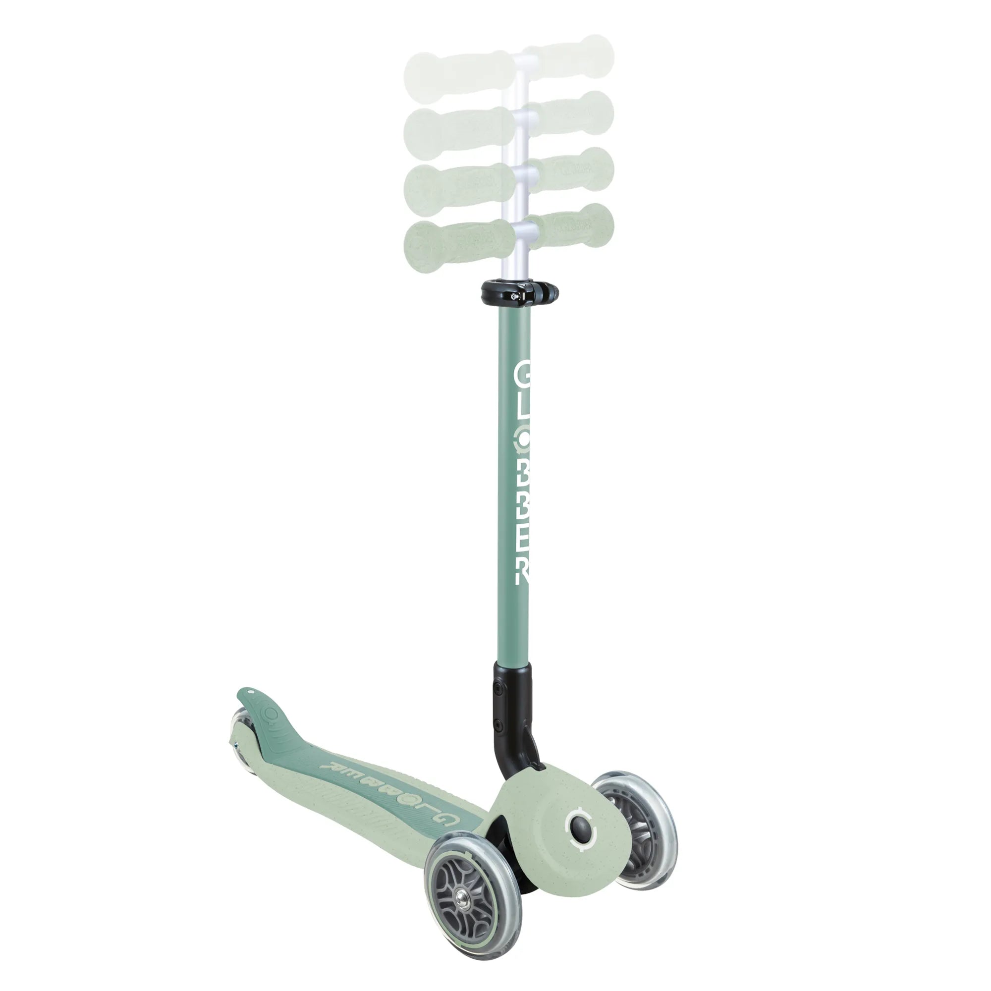 Globber GO•UP Foldable ACTIVE Ecologic 3-in-1 Scooter - 4-Height Adjustable - Award-Winning Planet-Friendly Fun - Pistachio Green - 15m-9+ yrs