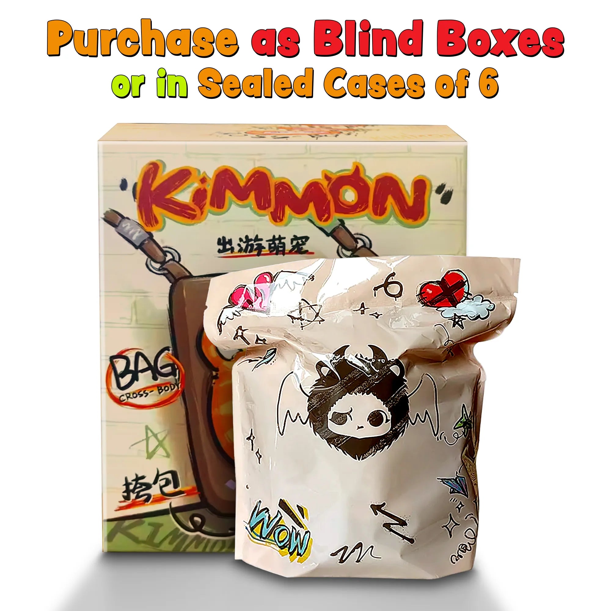 Kimmon Travel Cute Pet Cross-Body Bag 2-PACK - Limited Edition Blind Box Plush Collectibles - Kawaii Culture Cuteness