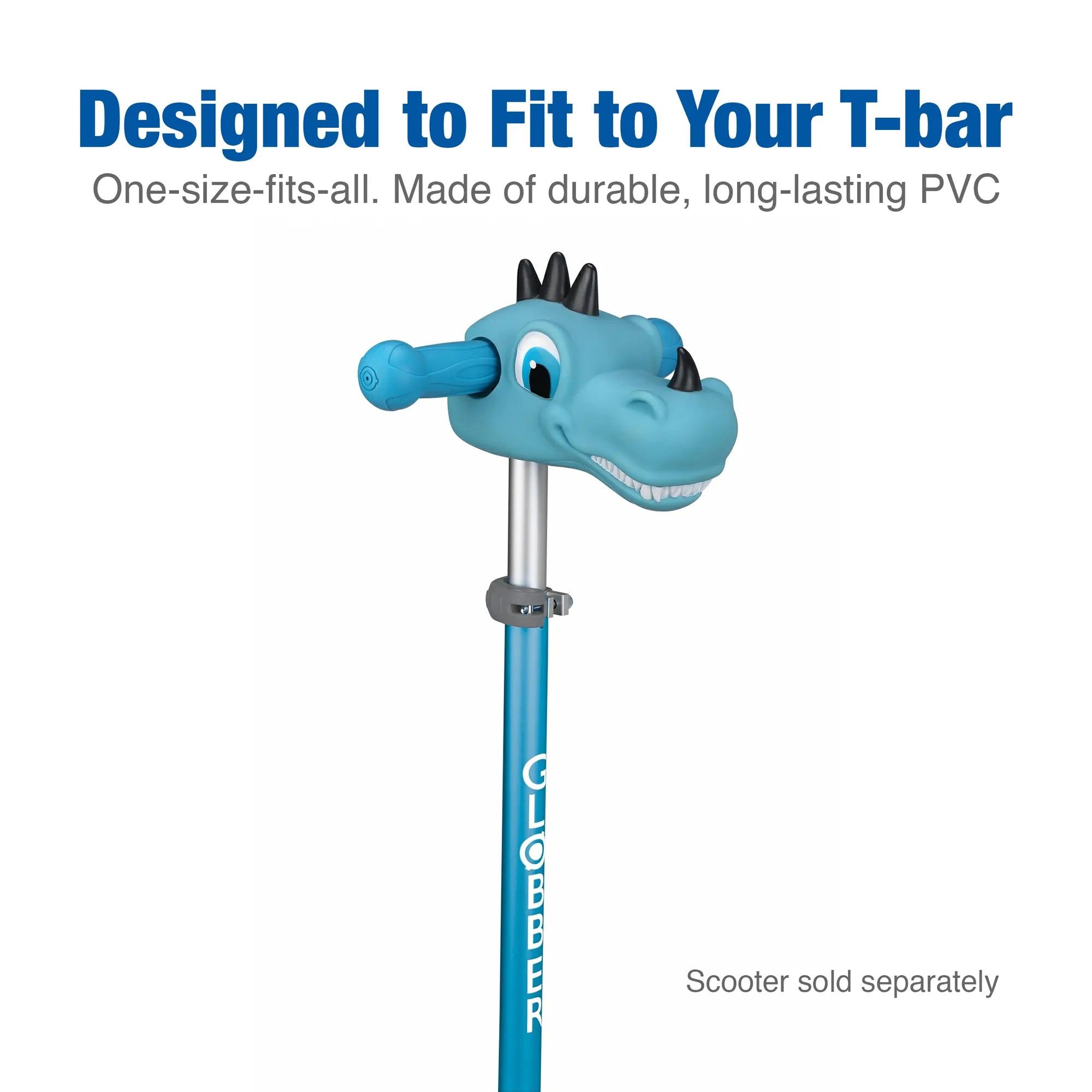 Globber Scooter Friends T-Bar Accessory - Blue Dinosaur - For Primo & GO•UP Series Scooters