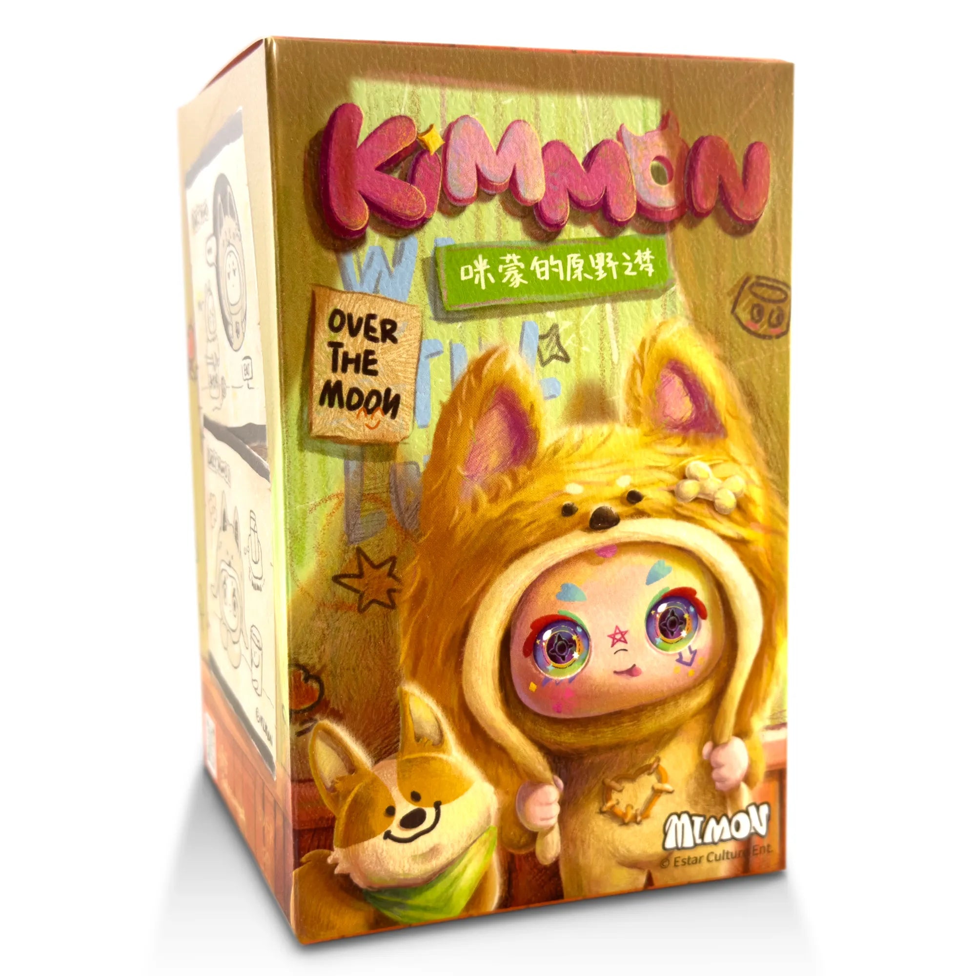 Kimmon Over The Moon 3 quarter view of the blind box packaging on a white background.