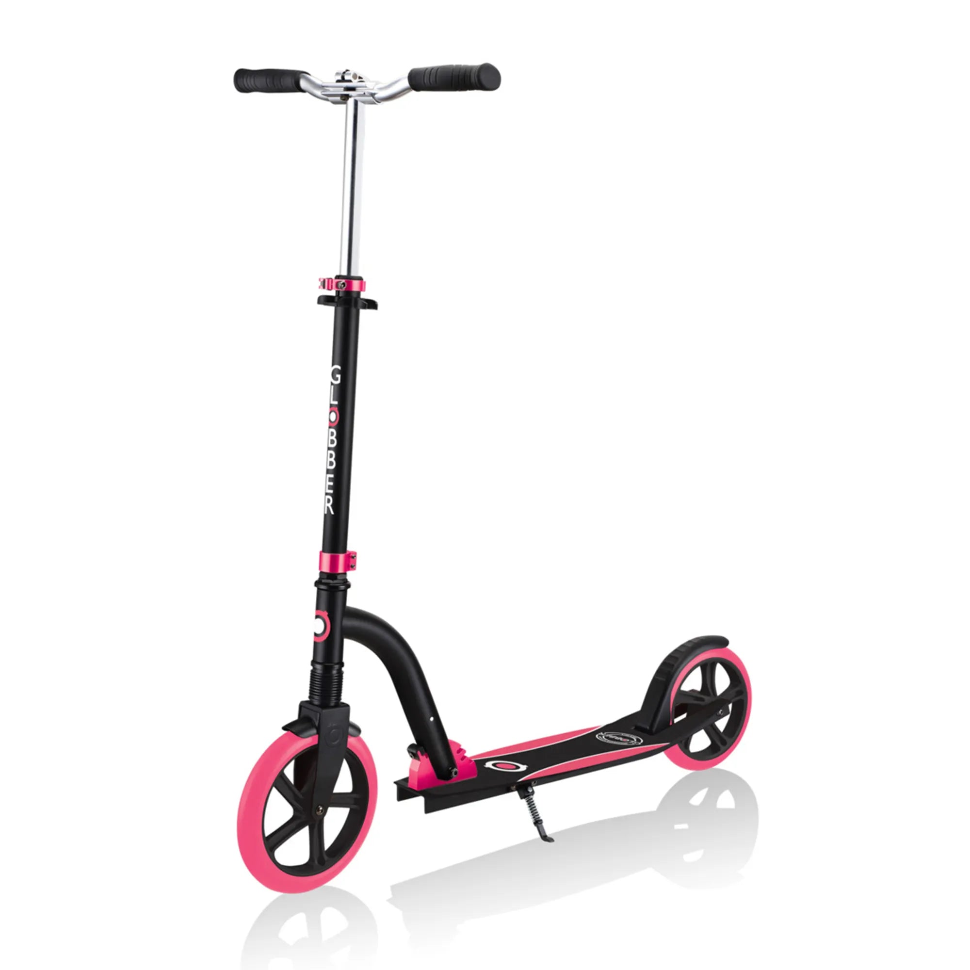 Globber NL 230-205 Duo - Premium Big Wheel Scooter - Adjustable & Foldable - Black & Pink - Ages 14-Adult