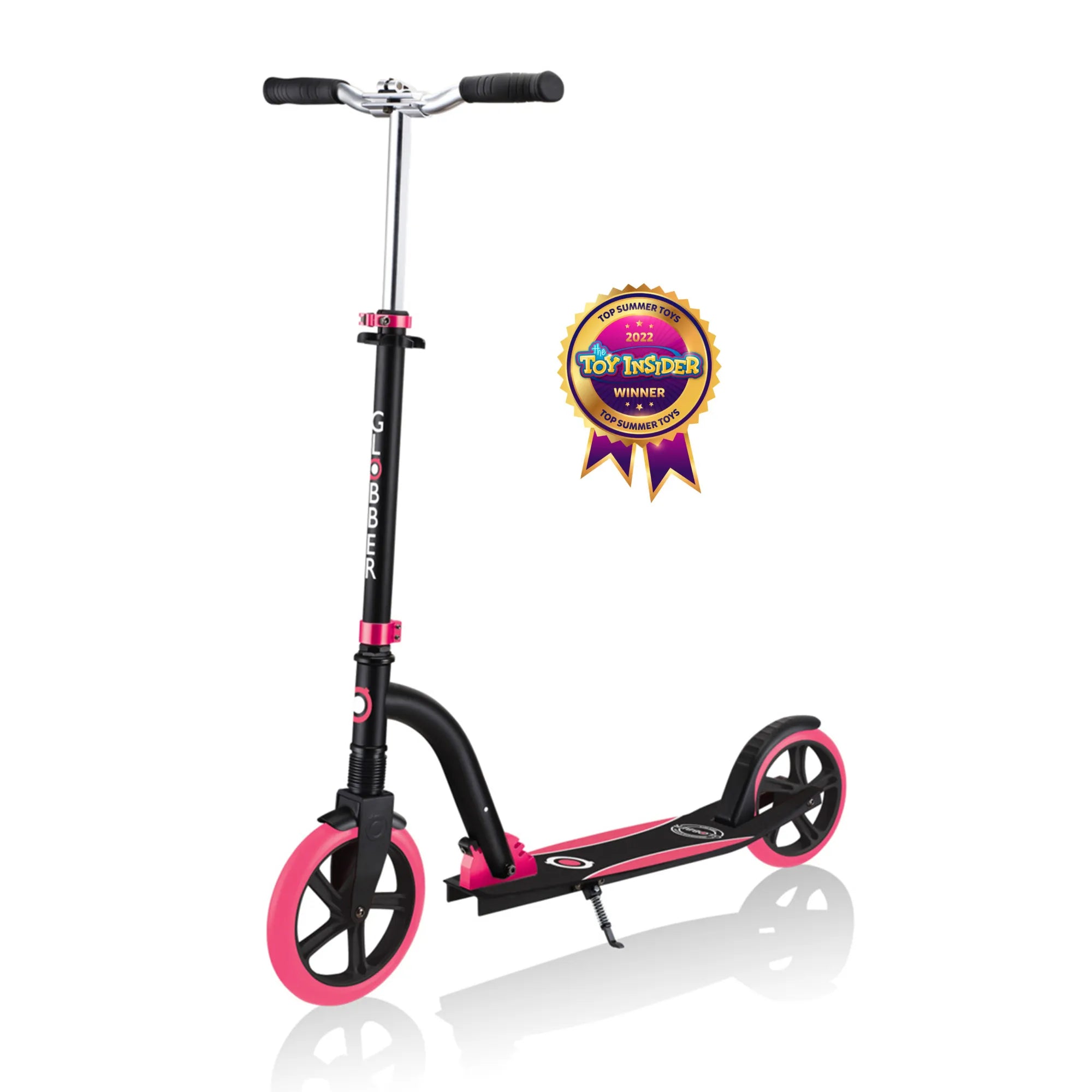 Globber NL 230-205 Duo - Award-Winning Big Wheel Scooter - Adjustable & Foldable - Black & Pink - Ages 14 to Adult - Brown's Hobby & Game