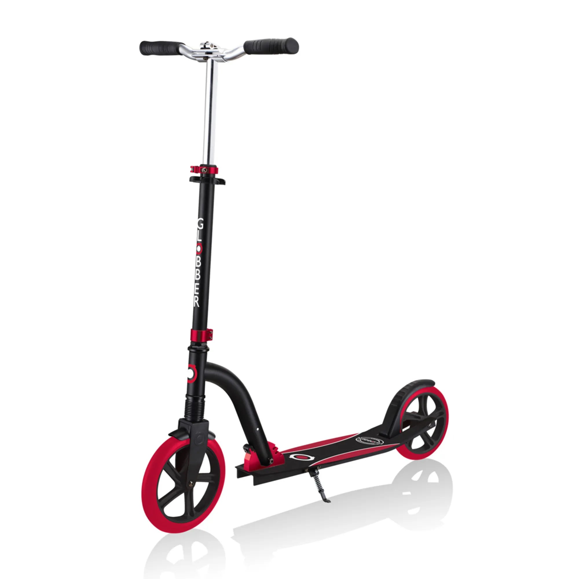 Globber NL 230-205 Duo - Premium Big Wheel Scooter - Adjustable & Foldable - Black & Red - Ages 14-Adult