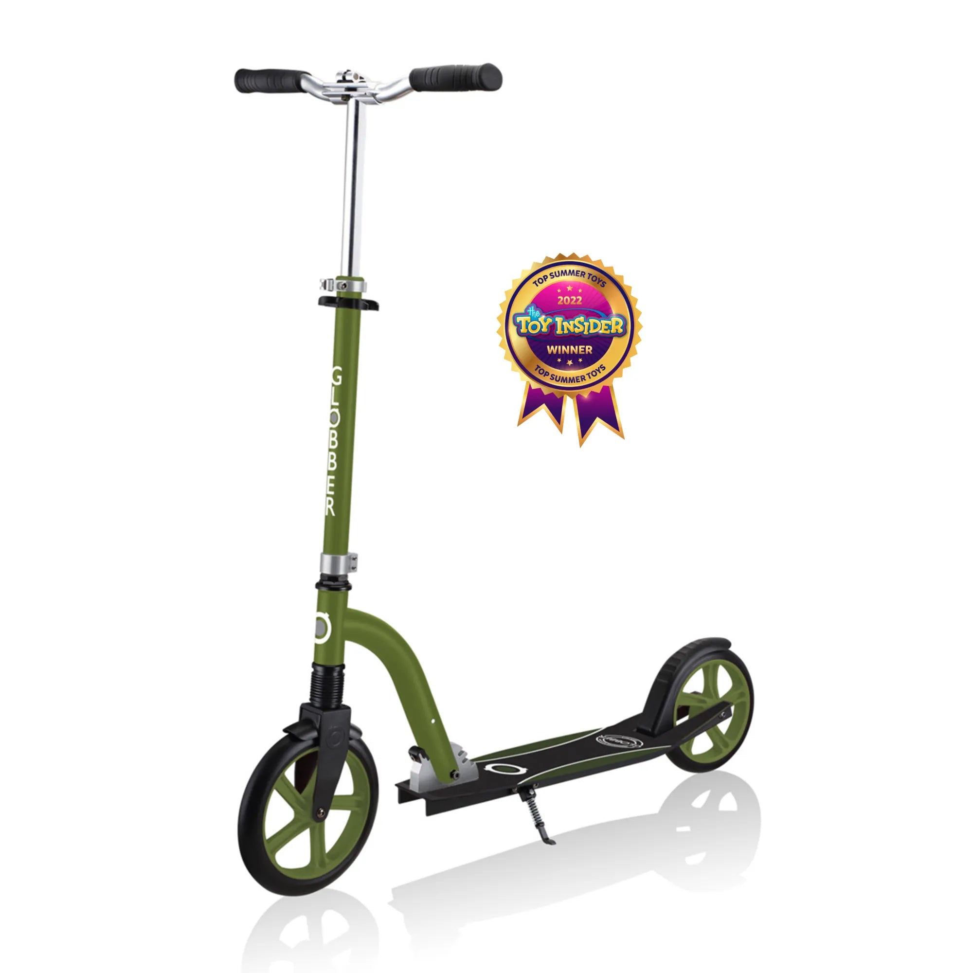 Globber NL 230-205 Duo - Award-Winning Big Wheel Scooter - Adjustable & Foldable - Khaki Green - Ages 14 to Adult - Brown's Hobby & Game