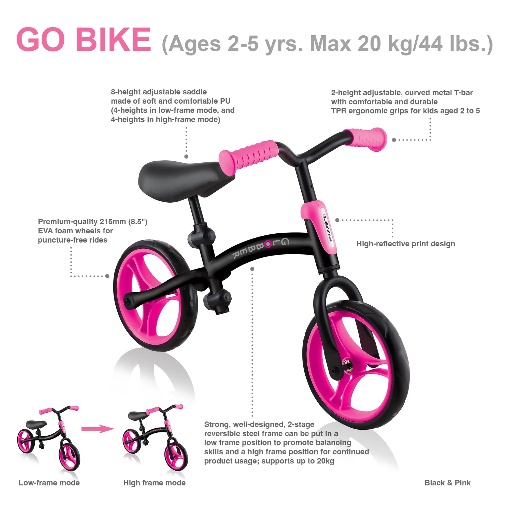 Balance bike pink on sale