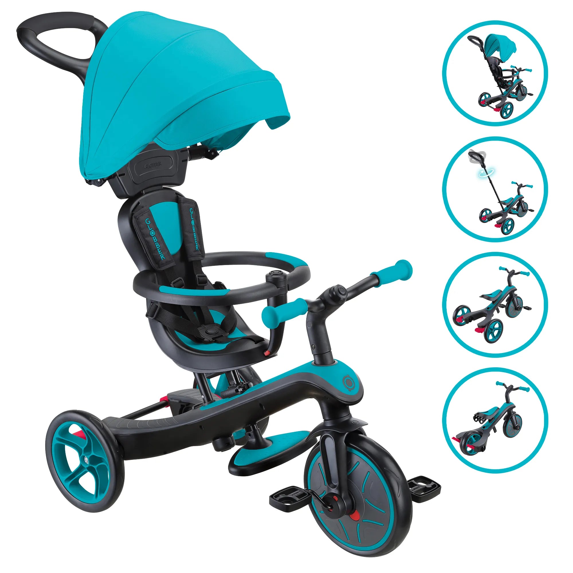 Globber Explorer Trike 4-in-1 - Teal - Award-Winning Fun *New Model* - Ages 10m-5yrs