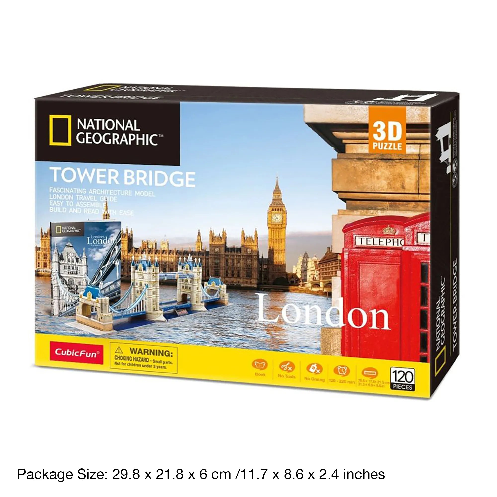 National Geographic London Tower Bridge 3D Puzzle - 120 Pcs - Ages 8-Adult - Brown's Hobby & Game