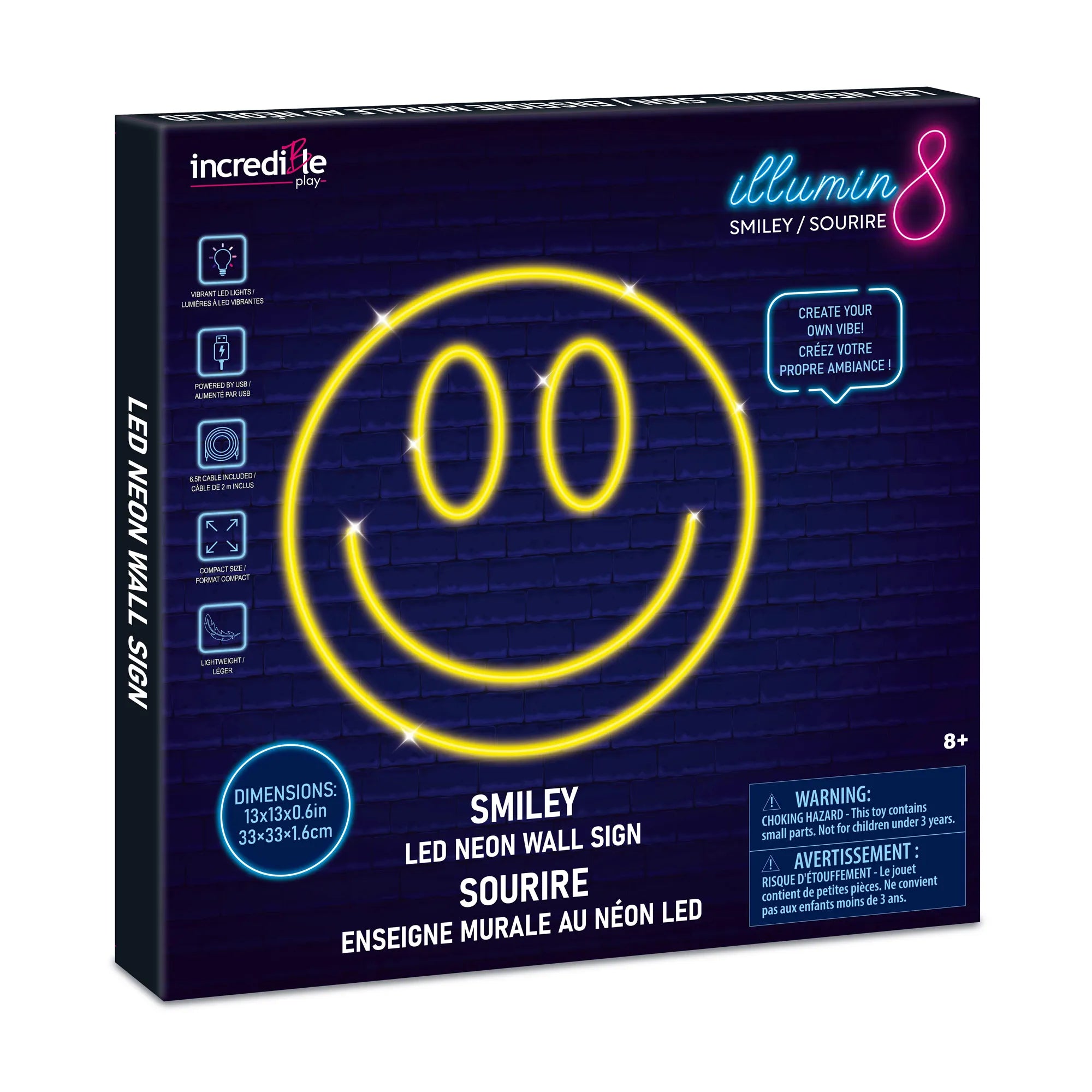 Smiley Face LED Neon Light Wall Sign - Age 8+ - Brown's Hobby & Game