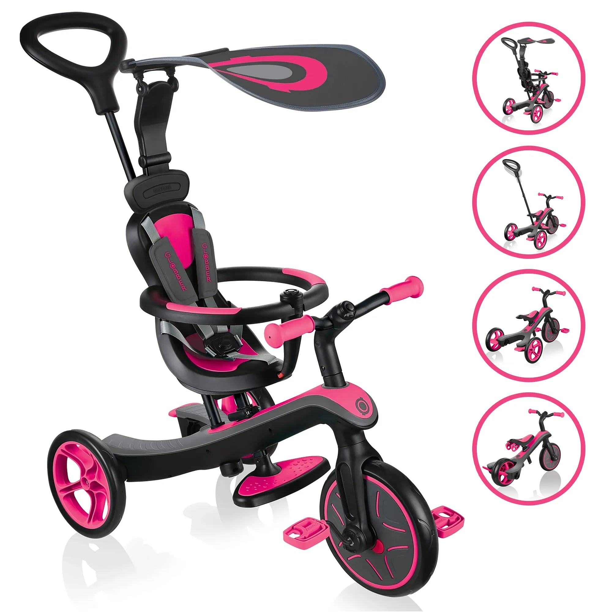 Globber Explorer Trike 4-in-1 - Fuschia Pink - Award-Winning Fun - Ages 10m-5yrs