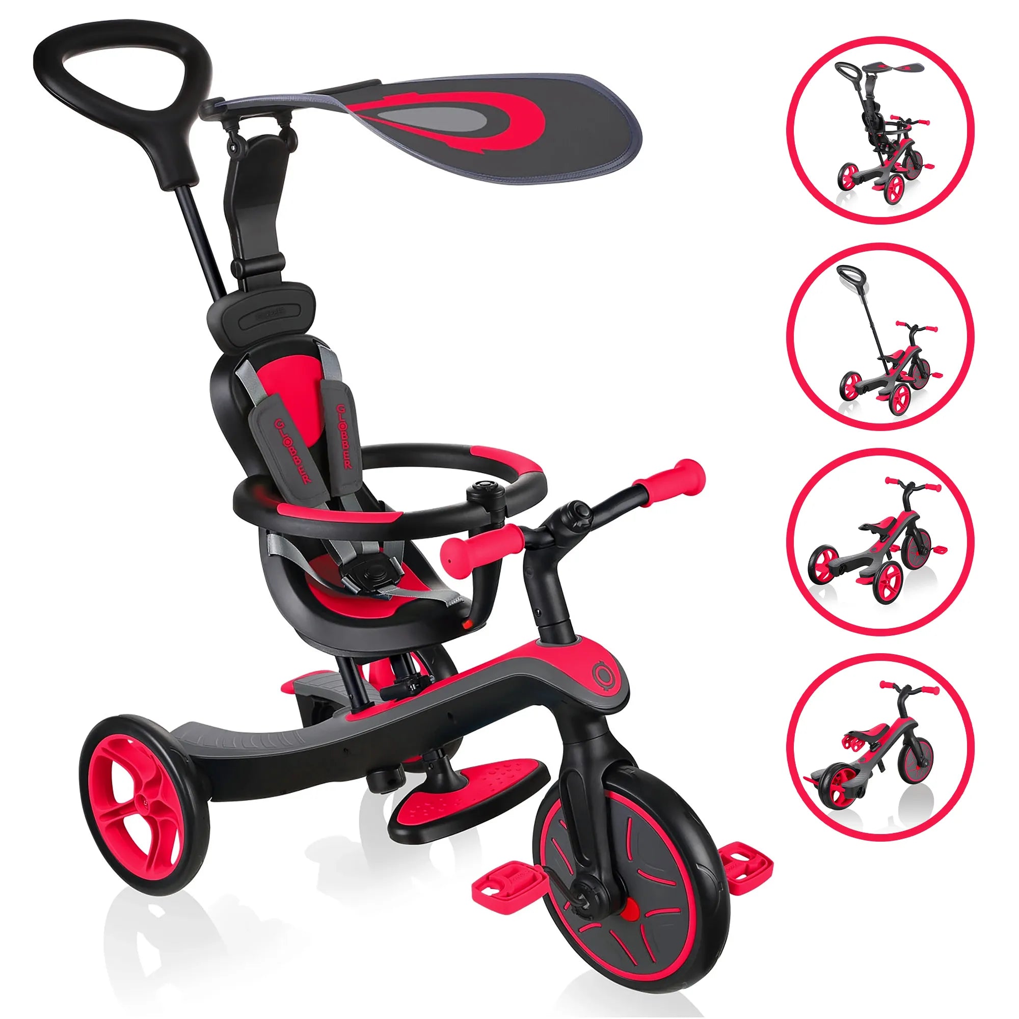 Globber Explorer Trike 4-in-1 - New Red - Award-Winning Fun - Ages 10m-5yrs