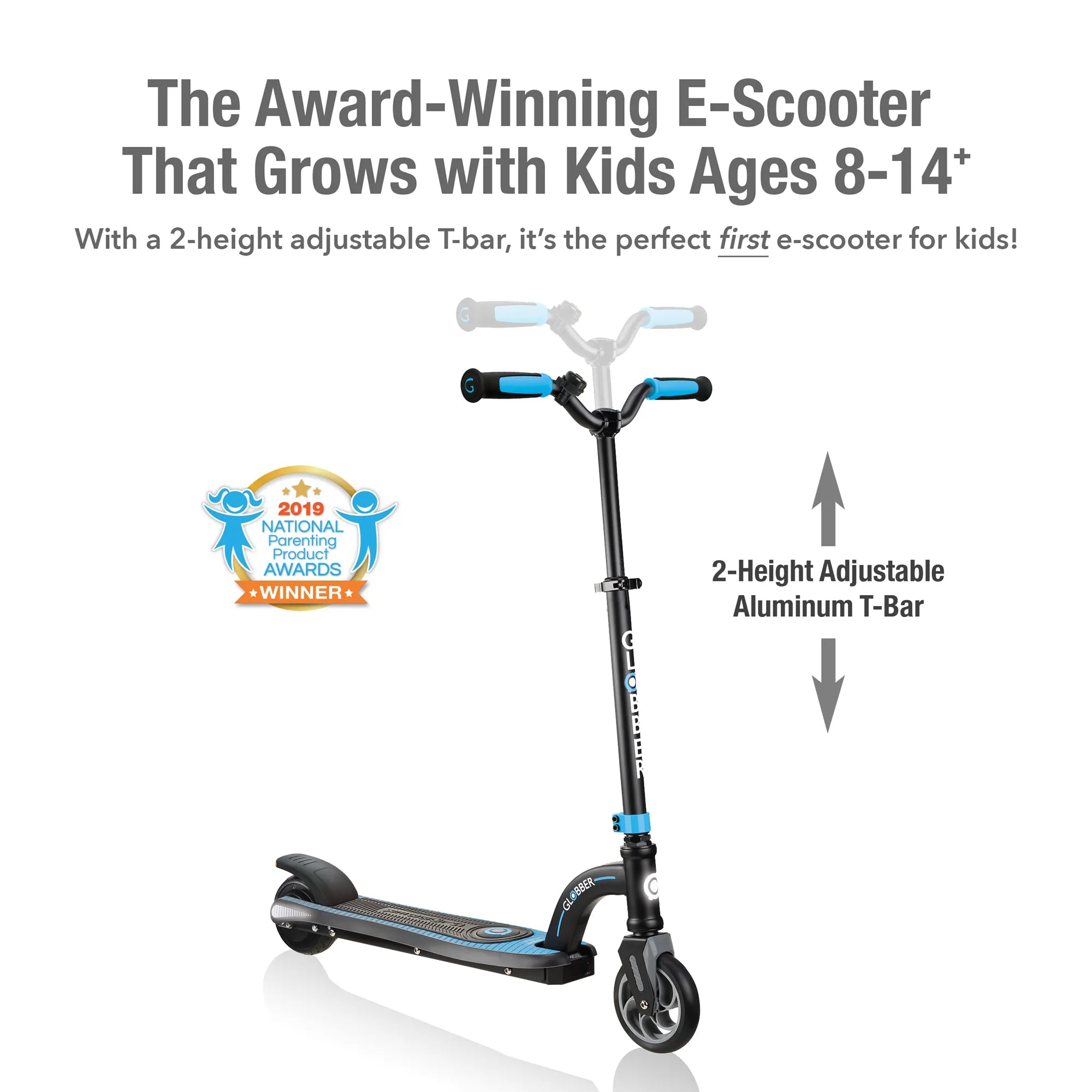 Globber One K E-Motion 10 - Black & Sky Blue - Award-Winning e-Scooter - Ages 8-14+ - Brown's Hobby & Game