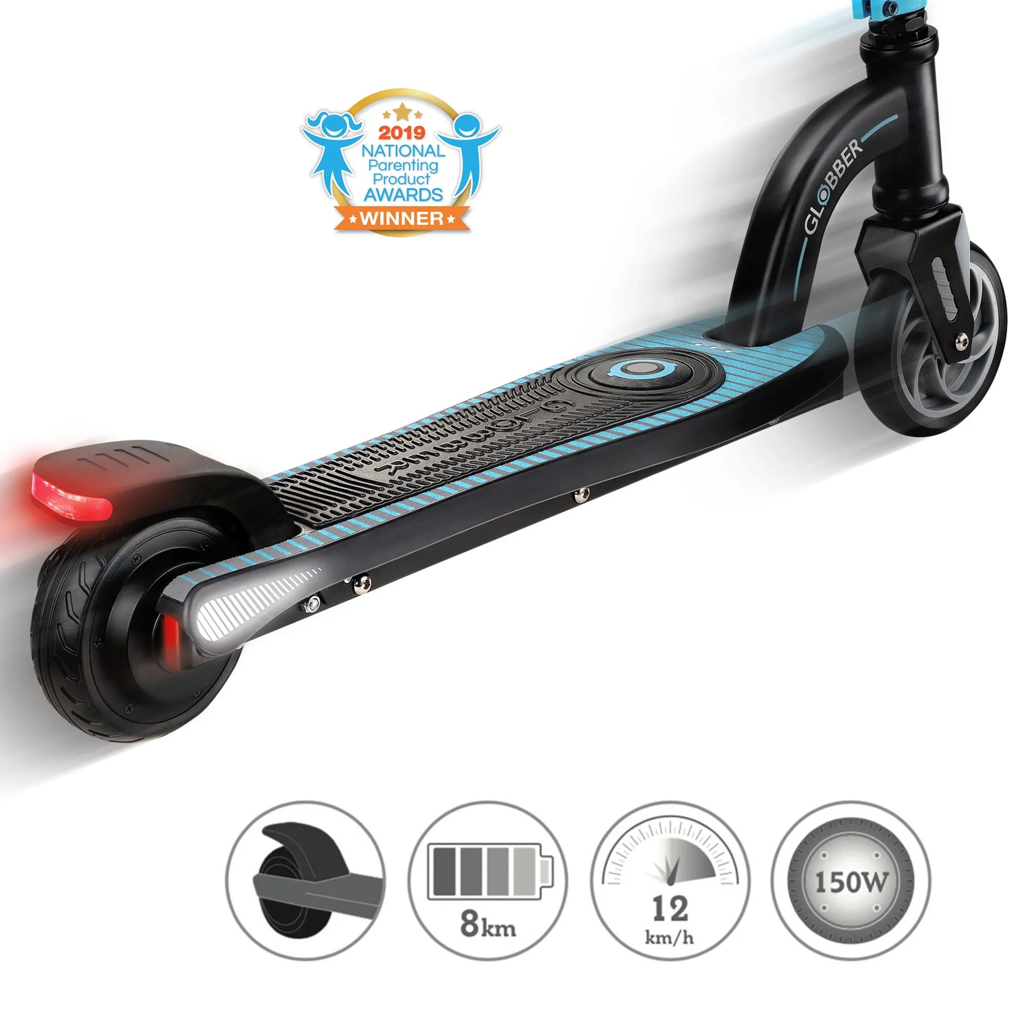 Globber One K E-Motion 10 - Black & Sky Blue - Award-Winning e-Scooter - Ages 8-14+ - Brown's Hobby & Game