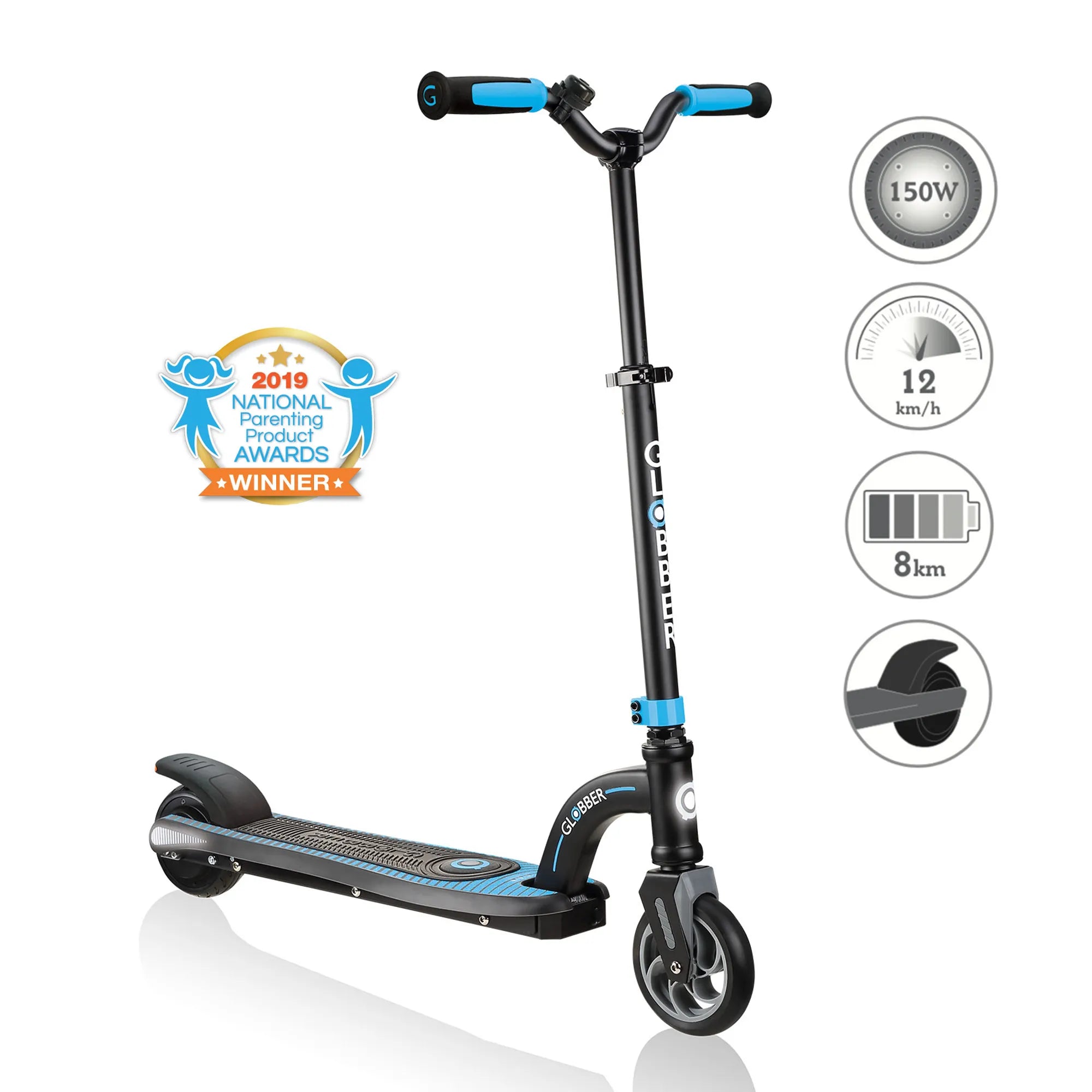 Globber One K E-Motion 10 - Black & Sky Blue - Award-Winning e-Scooter - Ages 8-14+ - Brown's Hobby & Game