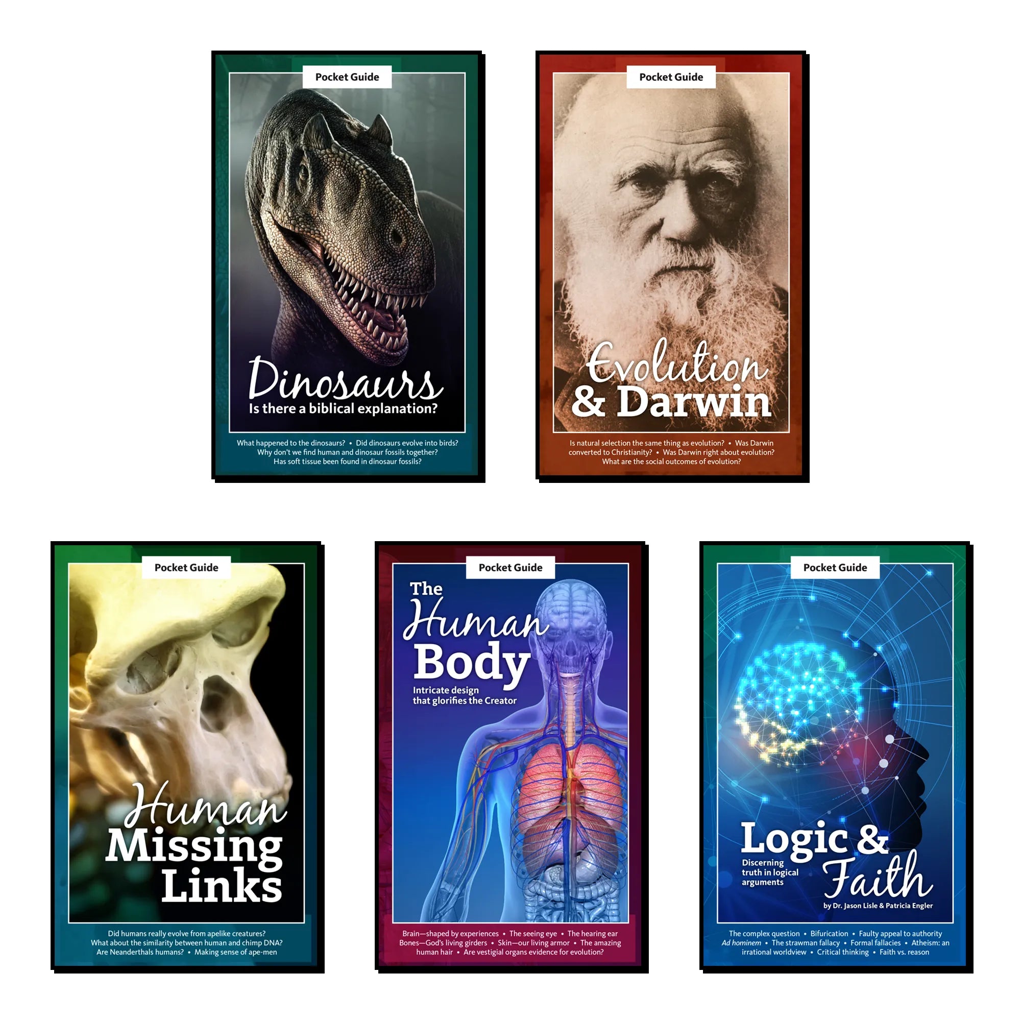 5 Book Pocket Guide Bible Science Series - Dinosaurs, Evolution, Missing Links, & More - Brown's Hobby & Game