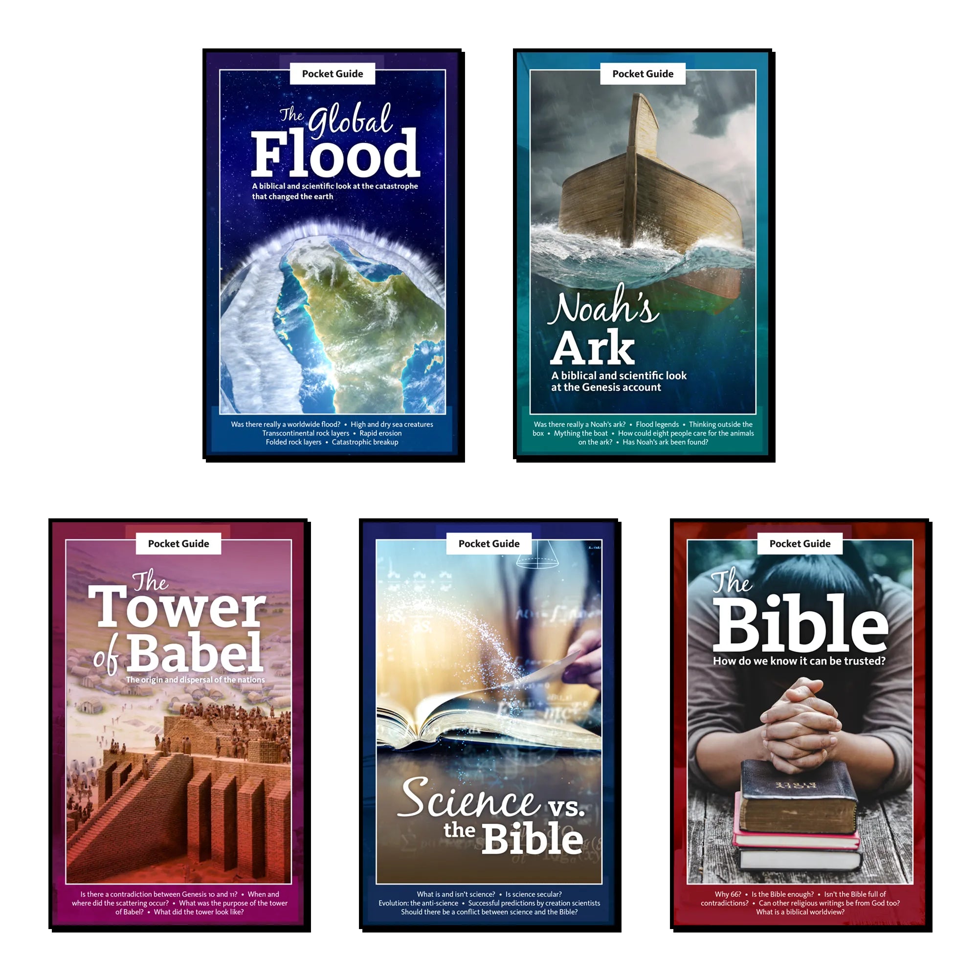 5 Book Pocket Guide Bible Science Series - The Global Flood, Noah’s Ark, The Tower of Babel, & More - Brown's Hobby & Game