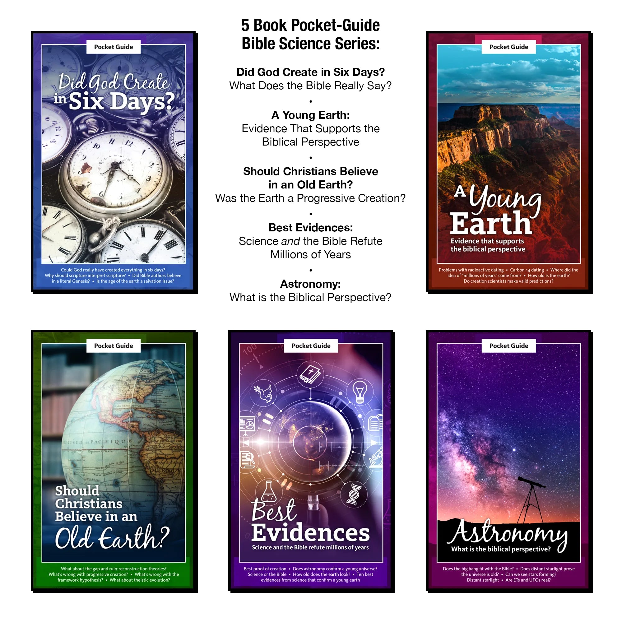 5 Book Pocket Guide Bible Science Series - The Earth, The Universe, Astronomy, & More - Brown's Hobby & Game