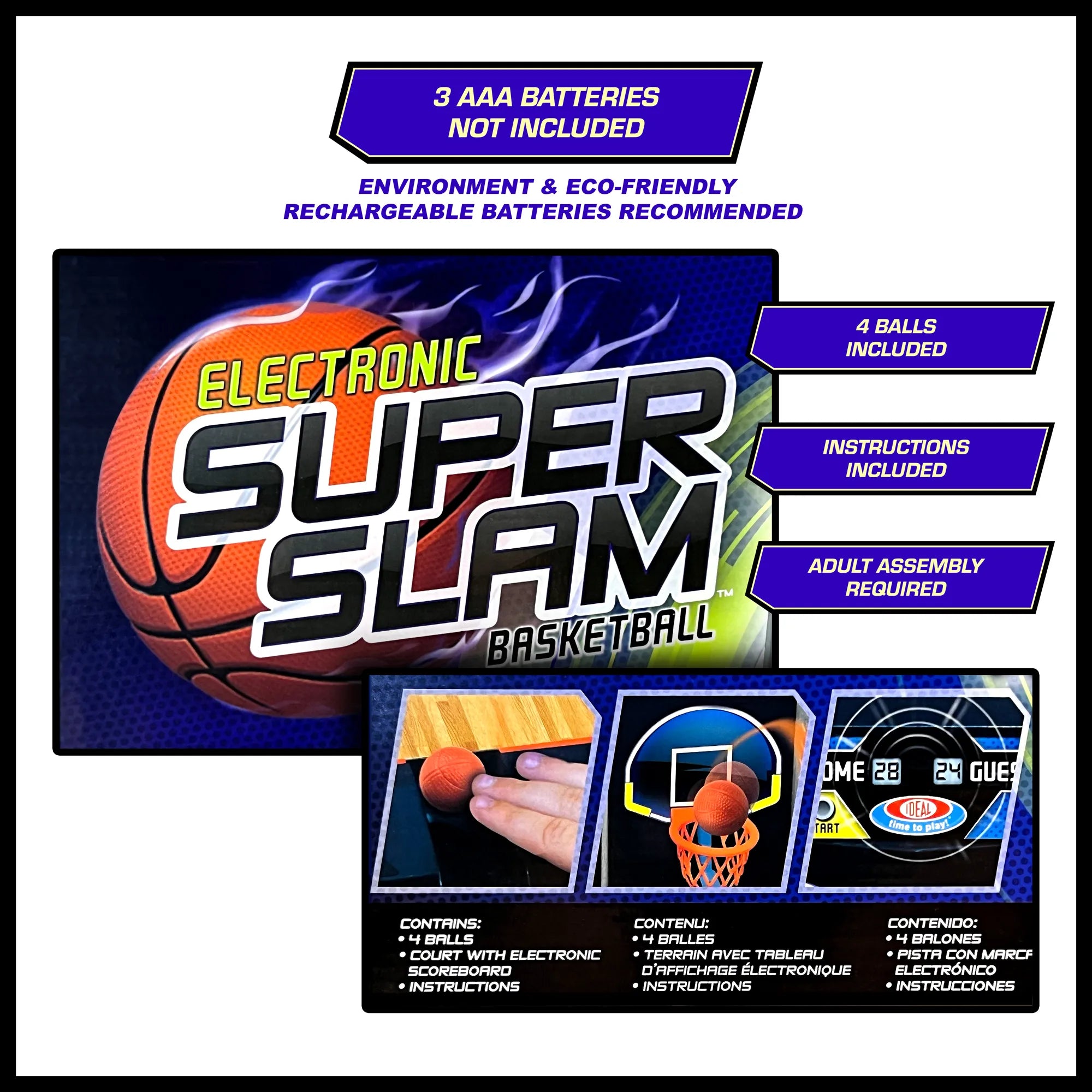 Ideal SUPER SLAM Electronic Basketball Game - Scoreboard, Timer, Buzzer - Ages 5 & Up - Brown's Hobby & Game